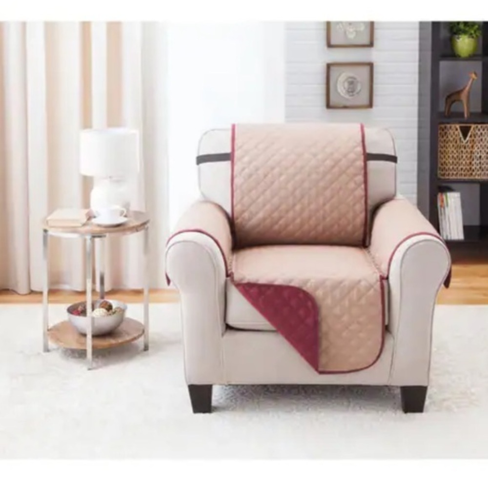 Reversible Chair Furniture Protector Burgundy/Taupe size 75”x65” - Picture 2 of 6